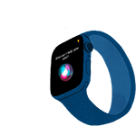 ساعة Apple Watch الخاصة بويليام، مع رسم غرافيكي لخطوط تمثل عملية تحدث Siri