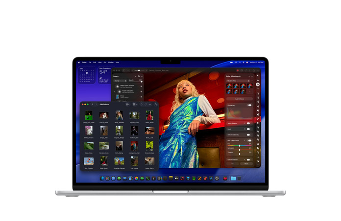 Pixelmator-skärm som visar lagringen och minnet i MacBook Air