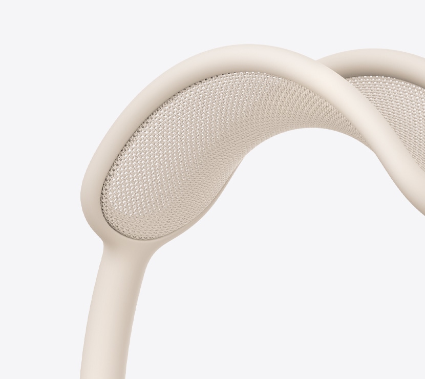 سماعات الرأس AirPods&nbsp;Max&nbsp;2، لون ضوء النجوم، تفاصيل الإطار المحيط بالرأس المصنوع من قماش شبكي