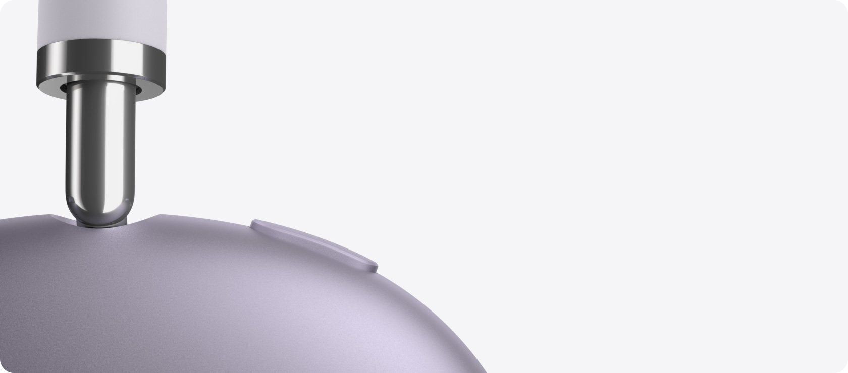 سماعات الرأس AirPods&nbsp;Max&nbsp;2، الجهة الخارجية الجانبية، تفاصيل الذراع القابلة للتعديل، بطانة الأذن، زر التحكم في الضوضاء