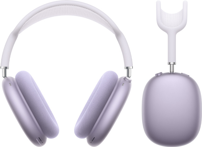 Casque AirPods Max 2, vue avant et vue de profil, couleur mauve