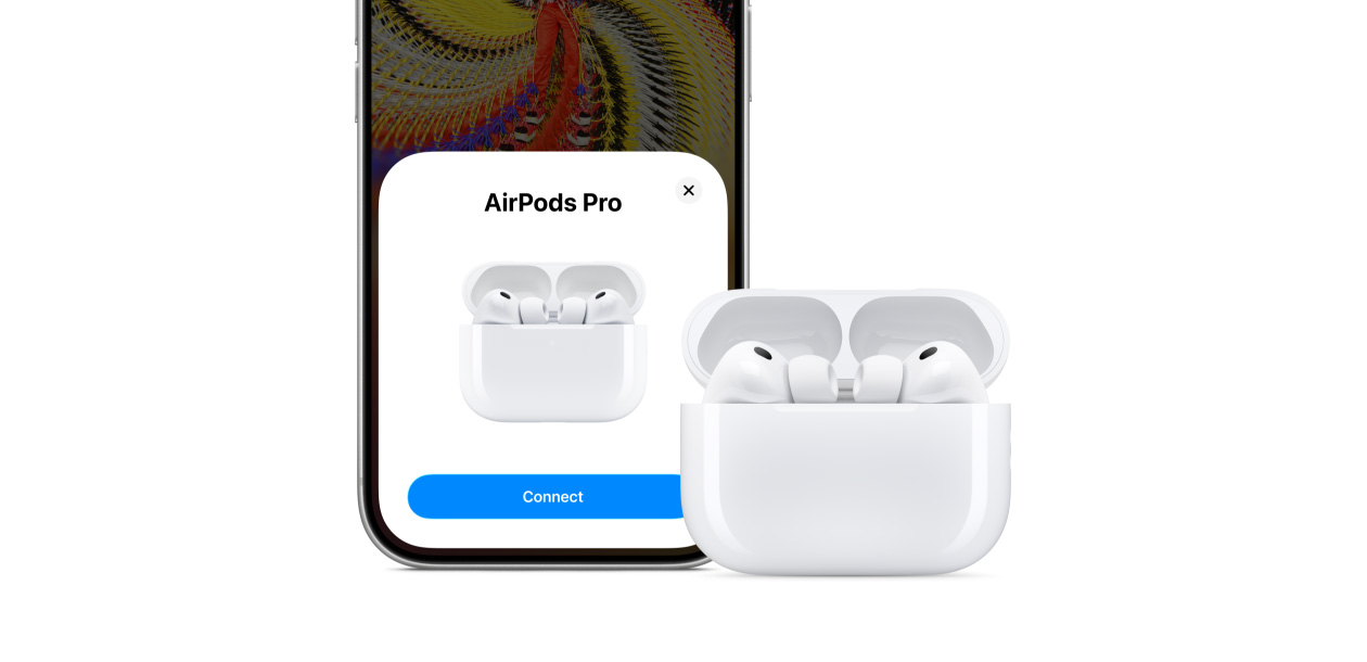 iPhone 17 Pro, anslutningsfunktion på skärmen, AirPods Pro 3 och MagSafe-laddningsetui (usb-c)
