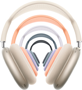 AirPods Max 2, over ear-hörlurar, lila, öronkudde, teleskoparmar, bygel