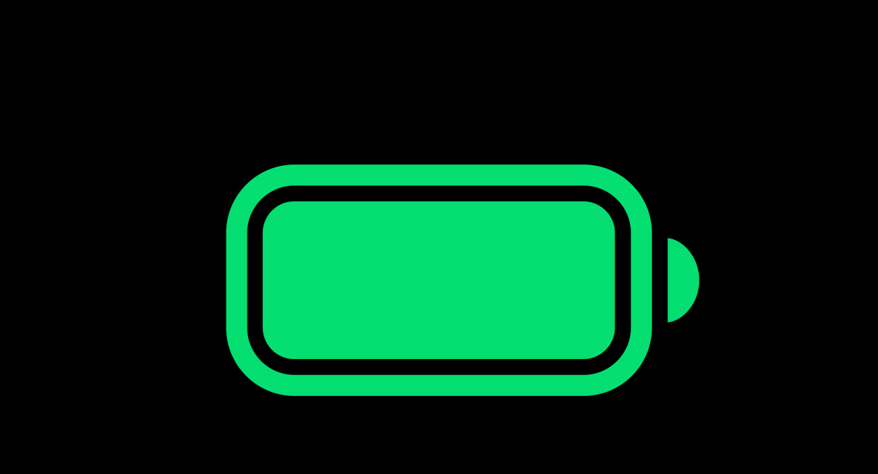Ikon av ett fulladdat batteri