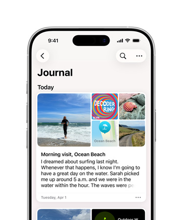 iPhone 16 zepředu, na displeji je Deník