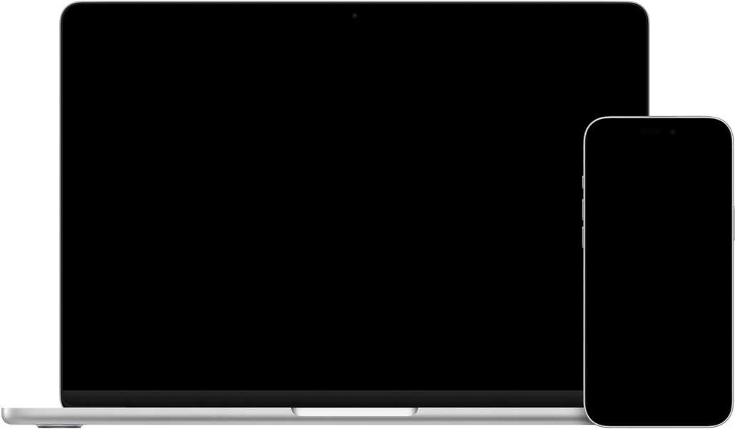 iPhone 16 Plus avec l’app Appareil photo ouverte, cadrage d’une photo d’un pot en céramique, MacBook Air 13 pouces, app Mail ouverte, rédaction d’un brouillon, avec une image prise sur l’iPhone
