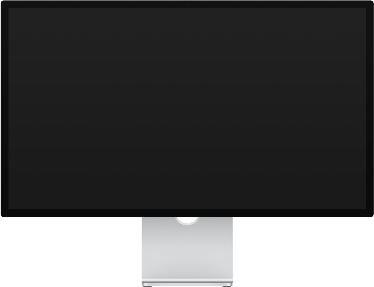 Colourful ribbon-like objects fill the screen: zooming out, it's revealed to be the wallpaper of Studio Display